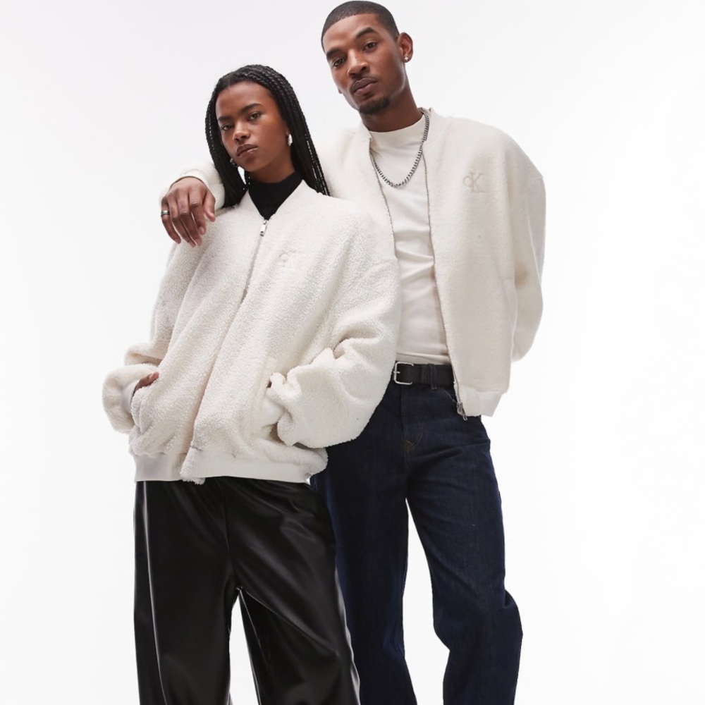 NWT Calvin Klein Off-White Sherpa Jacket medium